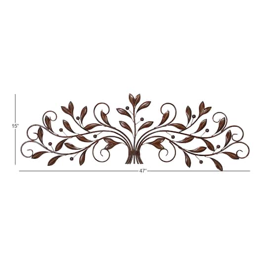 Brown Traditional Scroll & Leaf Metal Wall Accent
